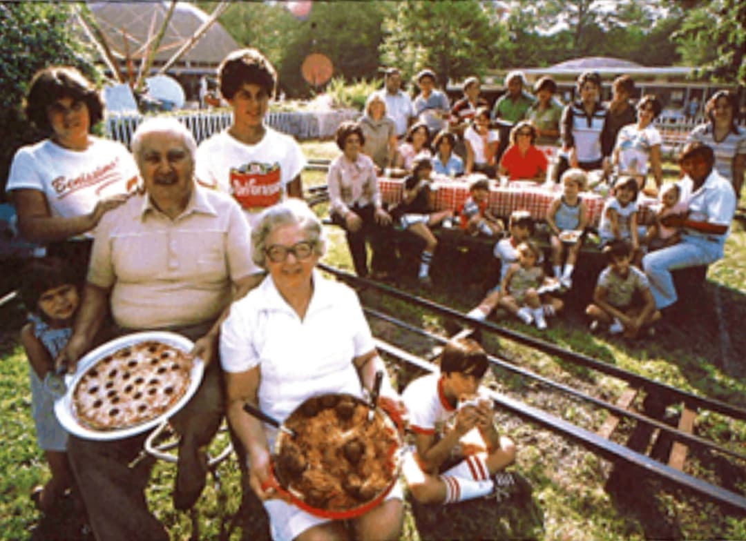 DelGrosso family photo of gathering with traditional cooking